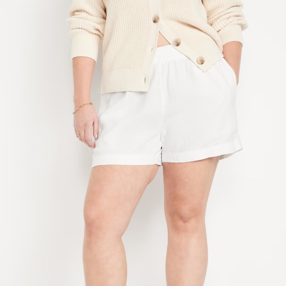 NWT OLD NAVY Matching High-Waisted Striped Linen-Blend 3.5-inch inWhite Lilies - Picture 5 of 9